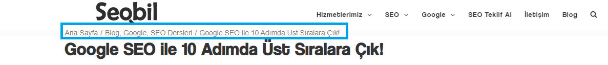 içerik haritası breadcrumb